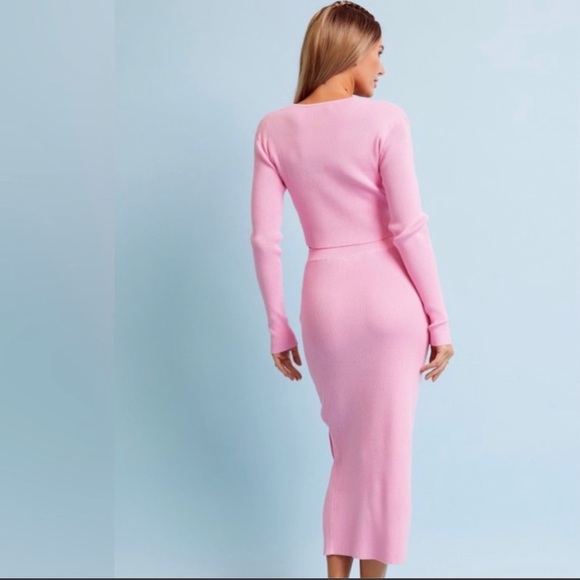 Pink Ribbed Knit Two-Piece Set - Picture 4 of 4